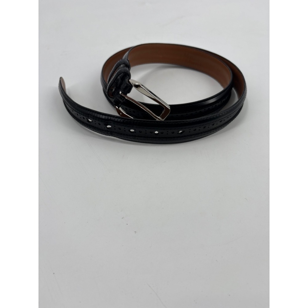 Allen Edmonds Mens Black Italian Calfskin Brogue Leather Dress Belt 40 100 36301